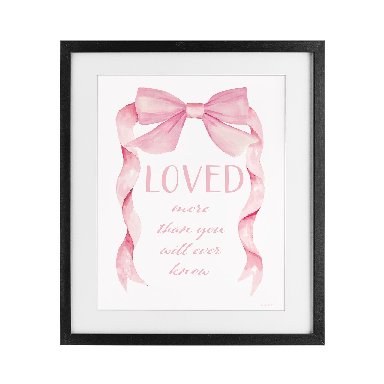 Stupell Industries Loved More Sentiment Pink Ribbon Framed Print Under Glass, design by Cindy Jacobs